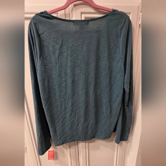 NWT ~ Bunulu Women's Elegant Teal Cowl Neck Long Sleeve Blouse ~ Size XL - Picture 6 of 8